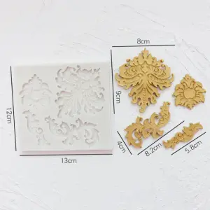 Vintage Baroque Scroll Relief Cake Boarder Silicone Fondant mould