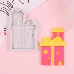 Double gift box with polka dots silicone fondant mould style 2