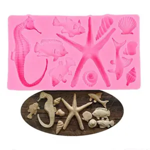 Large 3D Starfish Sea Horse sea theme silicone mould