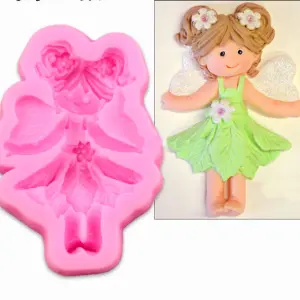 Cute Baby girl with angel wings Silicone Mould