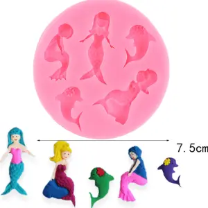 5 cavity 3D Mermaid Silicone mould