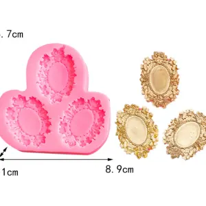 3 Cavity oval Mirror Frame Silicone Mould