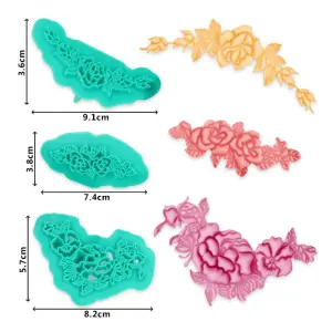 3 pcs Floral Fondant Embossing Impression stamp style 2