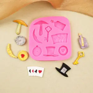 Wizard Playing Card Hat Key Clock theme silicone mould