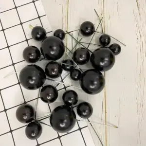 20 pcs Black round mixed sizes faux balls