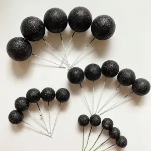 20 pcs Glitter Black round mixed sizes faux balls
