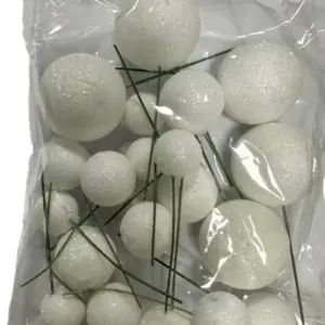 20 pcs Glitter White round mixed sizes faux balls