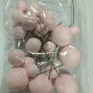 20 pcs Glitter Light Pink round mixed sizes faux balls