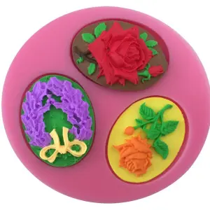 3 cavity Mini floral brooch silicone mould