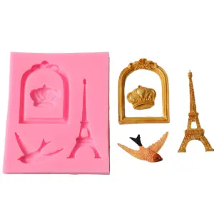 bird cage Eiffel Tower frame cake decoration silicone mould