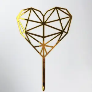 1 pcs golden abstract heart cake topper style 2