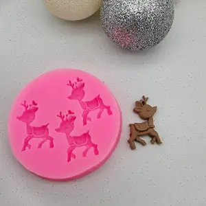 3 cavity Reindeer Christmas silicone mould