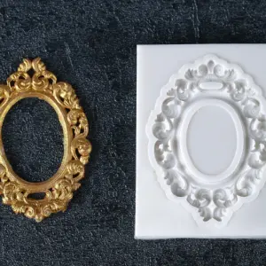 Oval Craved Frame silicone mould Style 2