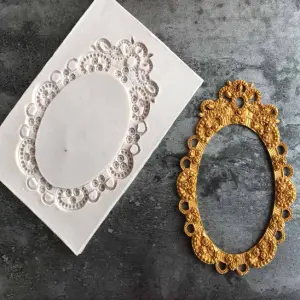 Large Decorated Oval frame silicone mould