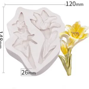 Large 2 Lily Flower silicone mould