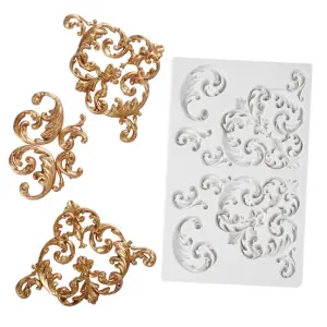 Scrolls Baroque Corner Silicone Fondant mould