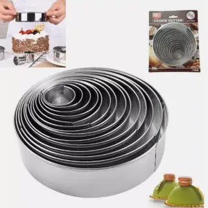 14 pcs Pastry Circle Baking Metal Ring Molds Round Cookie Biscuit Cutter Set