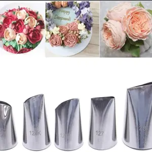 5 Pcs Pastry Nozzle Cake Tulips Rose Nozzle Decor Stainless Steel Piping Nozzle