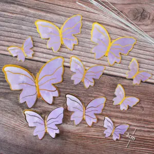 10 pcs Paper butterfly with golden topper set (Purple)