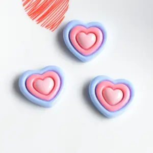 3 pcs 3D three colour Heart cake topper set