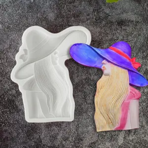 Lady wearing Large hat silicone mould