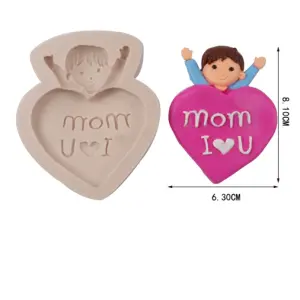 Child holding I love you mom silicone mould