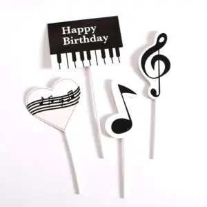 4 Pcs Happy Birthday Music theme Cake Toppers set
