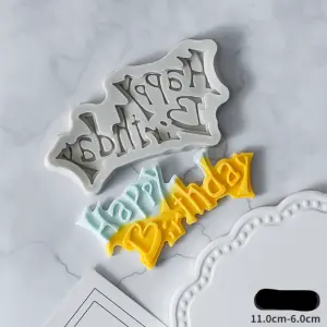 happy Birthday silicone fondant mould Style 4
