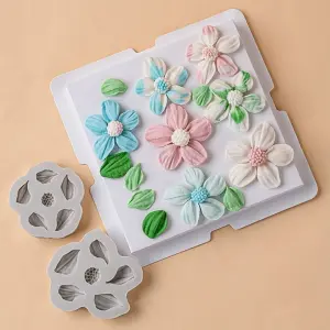 2 pcs 3D Tulip Flower silicone Mould set