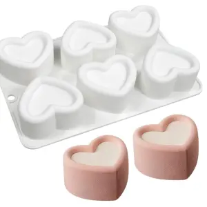 6 Cavity Concave Heart Entremet Cake Silicone Mould