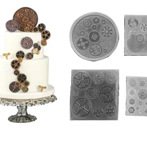 4 Pcs 3D Wheel Clock Gears theme Mould