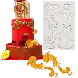 Baroque Scroll Relief Cake Boarder Silicone Fondant mould
