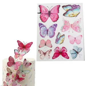 10 pcs Paper Butterfly with pearl detail topper set Style 2