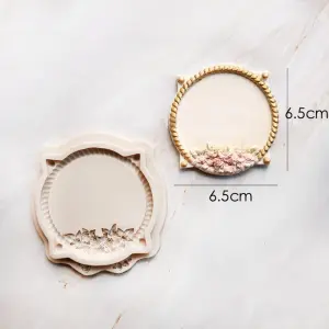 Round frame with floral decoration silicone mould