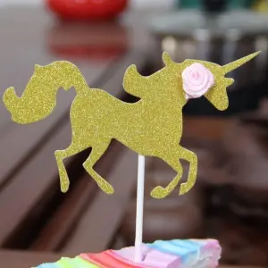 2 pcs silver and golden unicorn cake/ cupcake topper
