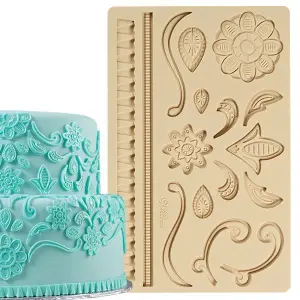 Lace flower boarder silicone Mould