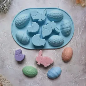 9 Cavity Easter Bunny Egg theme Silicone Mould Style 1